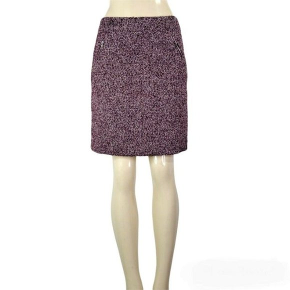 LOFT Multi-color Tweed Skirt Fully Lined Size 2 Exposed Zippered Pockets - Picture 1 of 11